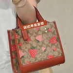 Coach Dempsey Tote 22 In Signature Canvas With Wild Strawberry Print CH324 Photo 1