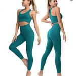 2 Piece Padded Sports Bra with High Waist Yoga Leggings Exercise Set Photo 1