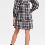 Universal Threads Universal Thread women’s size medium Balloon long Sleeve navy Plaid Shift Dress Photo 1
