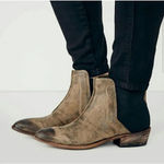 Free People Dark Horse Taupe Leather Ankle Chelsea Boots Photo 9