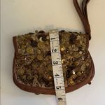 GOLD SEQUIN BEADED WRISTLET WITH BROWN LEATHER NO BRAND TAG MADE IN INDIA Photo 12