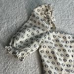 FORE Cream and Black Patterned Linen Blend Puff Sleeve Mini Dress White Photo 3