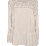 LC Lauren Conrad Lauren Conrad Cream Long Sleeve Peplum Top Size XS Photo 0