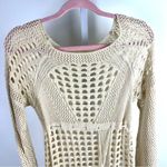 Boho Crochet Sheer Neutral Knit Dress M/L Coastal Cowgirl Beach Babe Festival Size M Photo 3
