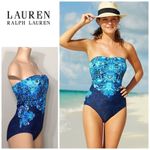 Ralph Lauren Lauren  blue & green paisley swimsuit. Size 14 Photo 1