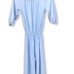 Walter Baker Kaiser Blue Light Wash Chambray Wide Leg Cropped Jumpsuit Medium Photo 4