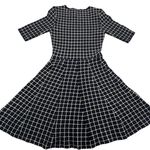 Topshop  Dress Womens‎ US 2 UK 6 EUR 34 Navy Blue White Grid Knit Flare Sleeve Photo 1