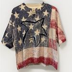 NEW Vintage USA Patriotic Stars T Shirt Single Stitch Red White & Blue USA Made Photo 0