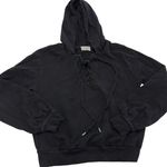 Anthropologie T.La Hoodie Womens Small Black Mara Knit Lace Up Neck Photo 1