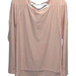 Apana Womens Crew Neck Yoga Hi-Lo Strappy Back Long Sleeve Top Pale Pink Medium Photo 0