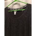 Chico's Size Small (0) Black Lace Overlay Long Sleeve Lined Nylon Top Photo 4