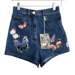 Valentino Jamaica Butterfly Denim Shorts Blue Medium Wash Size‎ 24 NWT Photo 0