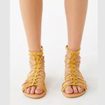 Forever 21 NWT Lace Up Gladiator Sandals Mustard Yellow New Photo 3