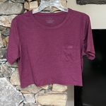 Comfy Cropped T Shirt Maroon Pocket Babydoll Tee Red Size L Photo 1