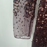 French Connection  Dress Size 4 Emille Sparkle Long Sleeve Sequin Sheath Brown Photo 10