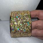 Gold Tone Large Chunky Iridescent Sparkle‎ Cuff Bracelet Photo 6
