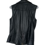 Christina Black Sleeveless Leather Vest with Wide Collar and Asymmetrical Zipper Size M Photo 2