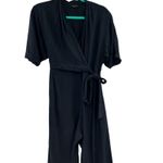 AllSaints‎ Laurel Jumpsuit Wrap Wide Leg Cropped Black Size XS Photo 5