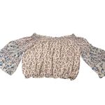 Free People  S Rose Valley Off Shoulder Top Purple Ditzy Floral Oversized Sleeve Photo 11