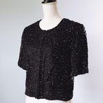 Laurence Kazar | Vintage Black Silk Beaded and Sequin Cardigan Sz L Photo 4
