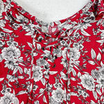 American Eagle  Dress Women Medium Red Floral Short Shift Ruffle Neck Sleeveless Photo 4