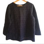 Loft  | quilted shimmer sweatshirt navy gold Large Photo 3