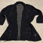 Jessica London XL 14/16 black cardigan swim cover sweater wide knit 3/4 sleeve  Photo 0