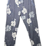 Made in Italy Linen Floral Print Cropped Pants Women's Small Medium Blue White Photo 0
