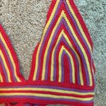 Rue 21 Crochet Halter Top Size Large Boho Red Yellow Photo 1