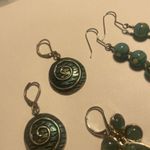 Lot Of 4 Dangle Costume Earrings Pierced Beaded Mix Silver Tone Blue / Green Photo 5