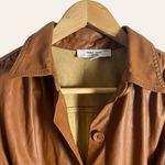 Peter Som  Brown Faux Leather Belted Tie Waist Button Front Mini Shirt Dress Sz 2 Photo 6