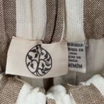 Women's Striped Paperbag Waist Blend Pants Medium Neutral Minimalist Brown Photo 5