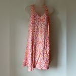 Loft  Sleeveless Printed Swing Dress Size S NWT Pink Orange Yellow Crossback Photo 3