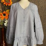 Doe & Rae ✅3/$30✅ NWT  Black Striped Button Down BabyDoll Blouse | SMALL | Photo 1