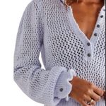 Free People  Purple Open Weave Cropped Snowdrift Pullover Top Sweater size XS Photo 3