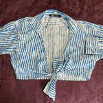ZARA Blue and White Casual Button Down Shirt Photo 2