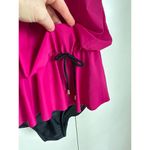 Vintage 80s Strapless One Piece Swimsuit Pink Size 16 Flattering Ruffle skirt Photo 1