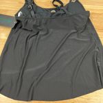 Aqua Green  Women's Black Adjustable Strap Tankini Top - Size Small - NWT Photo 5