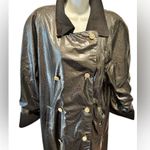 Pierette B. Faux Croc Lined Slicker Trench Coat Sz 40/10 Midi Length Black Swiss Photo 2