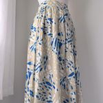Vintage ‘90s Melrose Blue, White & Tan Abstract Print Midi Skirt Blue Photo 0