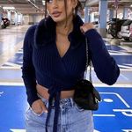 ZARA NWT FAUX FUR LAPEL COLLAR KNIT CARDIGAN Photo 0