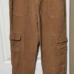 Cynthia Rowley  Brown Linen Blend Cargo Joggers Size Large Photo 0