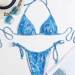 SheIn Blue Paisley Bikini Photo 0