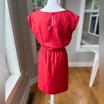 Banana Republic Factory Coral Red Cutout Midi Sleeveless Dress w Pockets Size 0 Photo 3