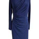 LRL Lauren Ralph Lauren Navy blue polyester/spandex dress Draped Sz 8 Photo 2