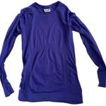 Athleta  Women's Blue Long Sleeve Floral Compression Fitness Pullover Large Photo 0