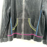 Onque Casuals size large‎ black full zip lightweight jacket velour pink blue Photo 4