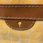 Fossil  Marley Double Handle Shoulder Bag Shopper Yellow Canvas Leather 14X11 Photo 5