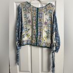 Free People  Lola Floral Kimono Crop  Mixed Print Tie Butterfly Sleeves Size XS Photo 3