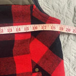 Maurice's  Size Medium Red Black Buffalo Check Flannel Vest Green Quilted Accent Photo 2